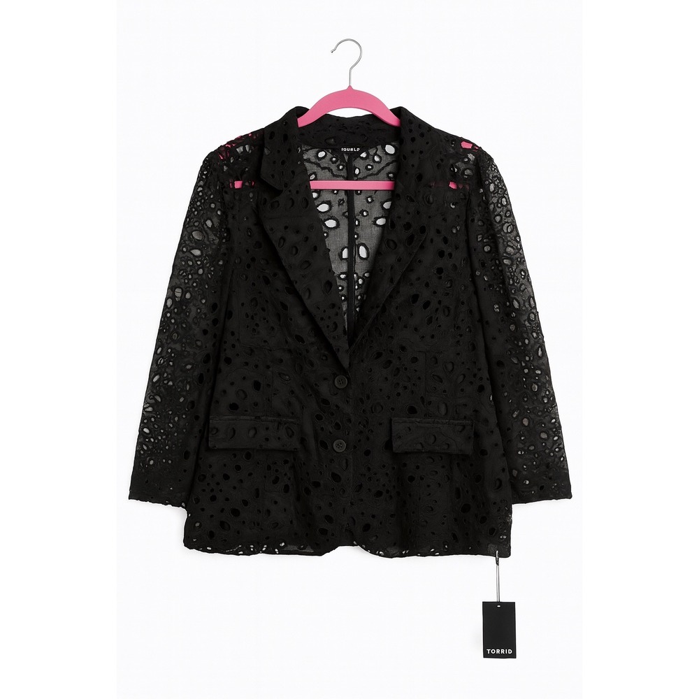 Nicole Miller Black Eyelet Jacket – Size Large – NWT – MSRP $138